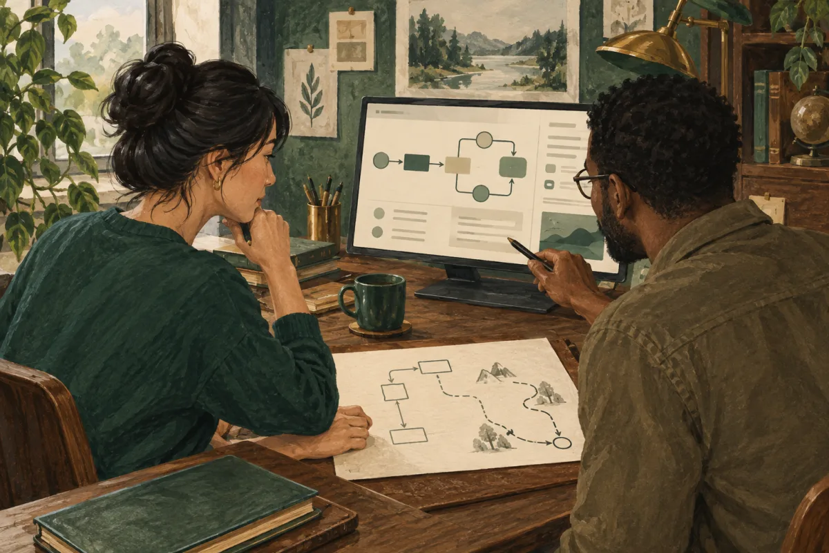 An operator monitoring a model-assisted workflow
