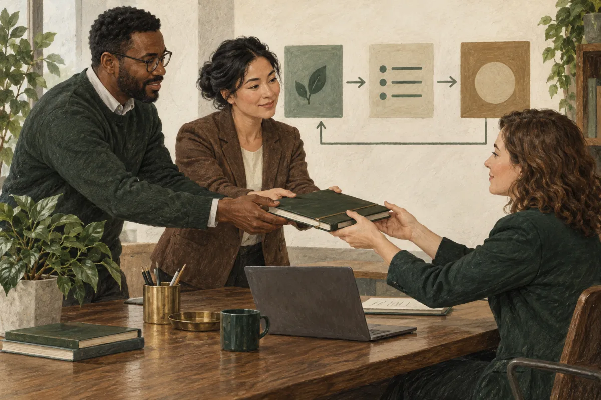 An operating team receiving governance records and responsibilities