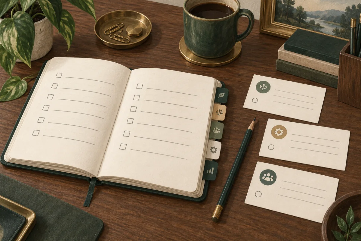 An evidence checklist prepared for a decision review