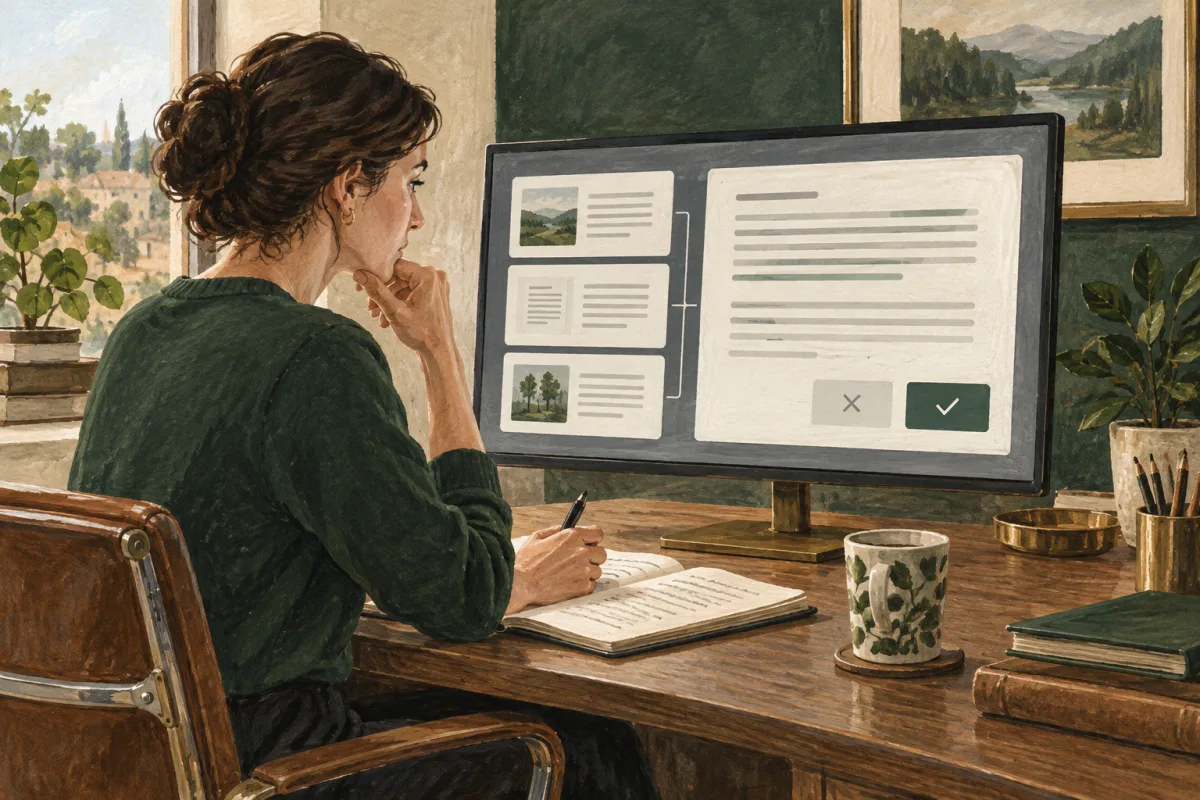 A human reviewer evaluating an AI-assisted workflow