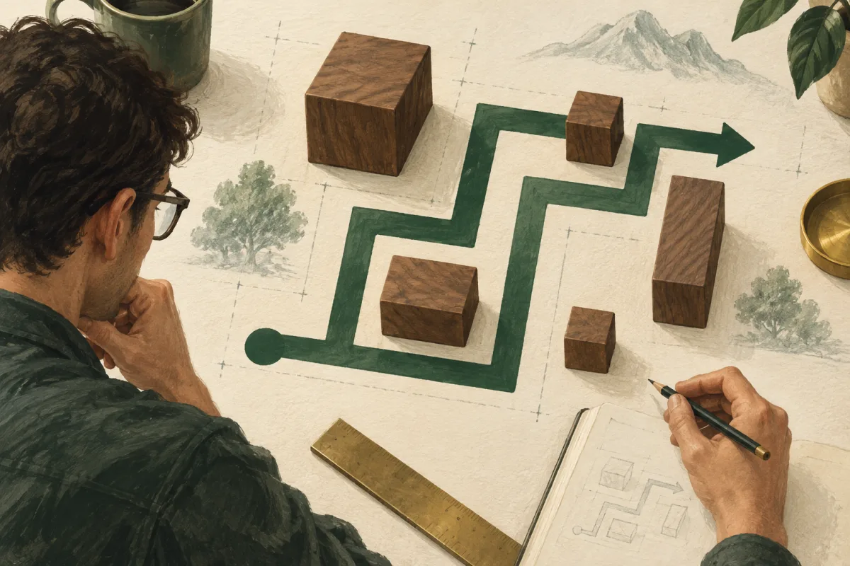 An engineer reviewing a conceptual route around diagram components