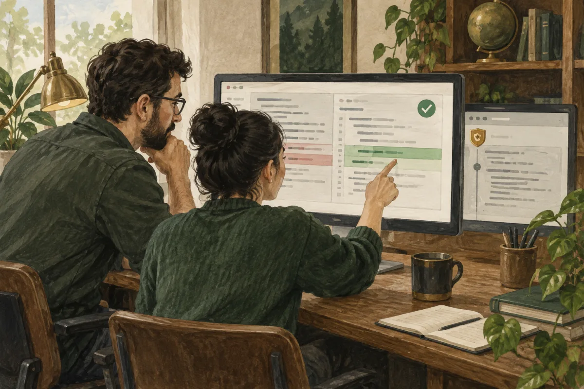An independent reviewer checking a repaired software change