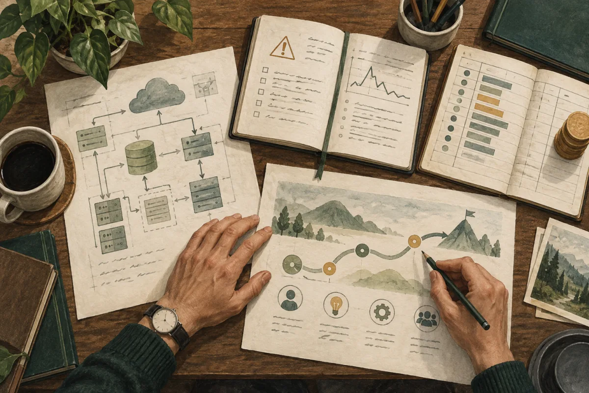 Four evidence documents arranged for a technology advisory review