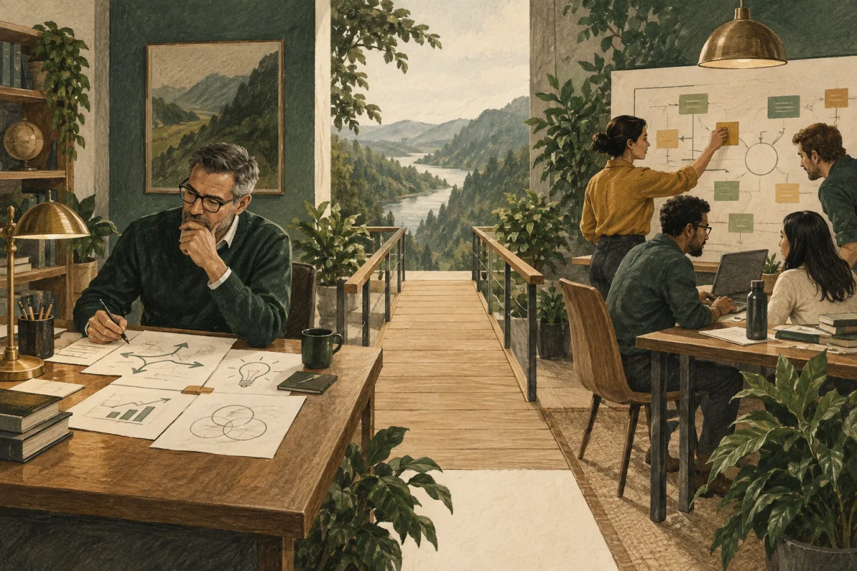 Advisor preparing options while an internal team owns implementation
