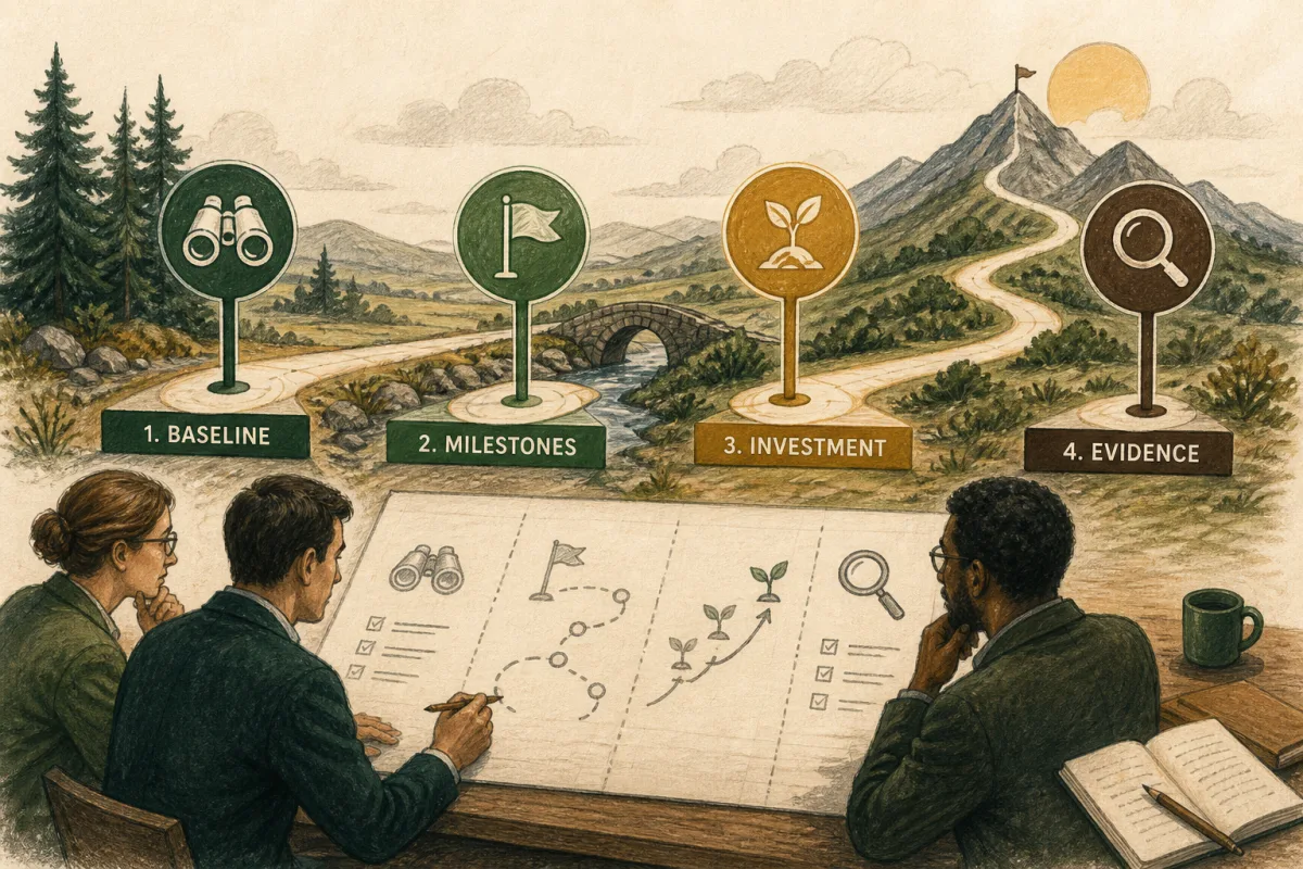 Technology value-creation plan covering baseline, milestones, investment, and evidence