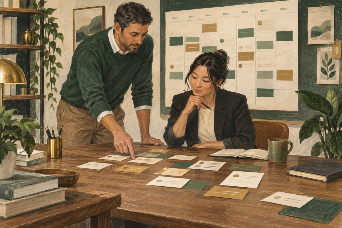 A manager reviewing workload and capacity with a colleague
