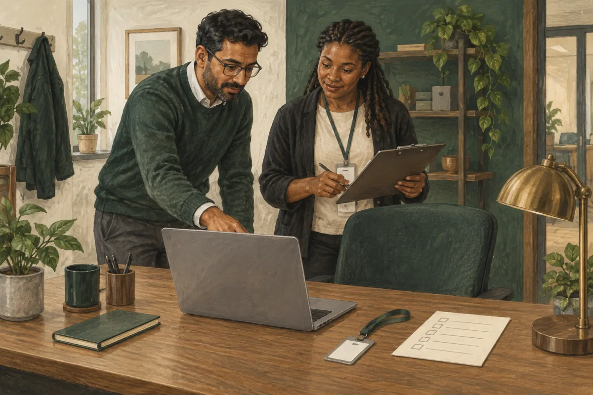 A technology team examining an office onboarding process