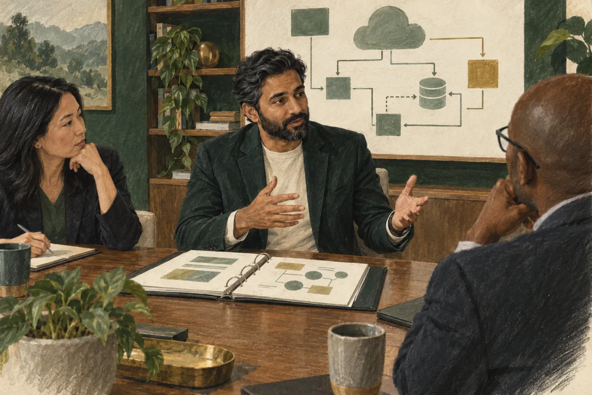 A candidate explaining a technology trade-off in an interview