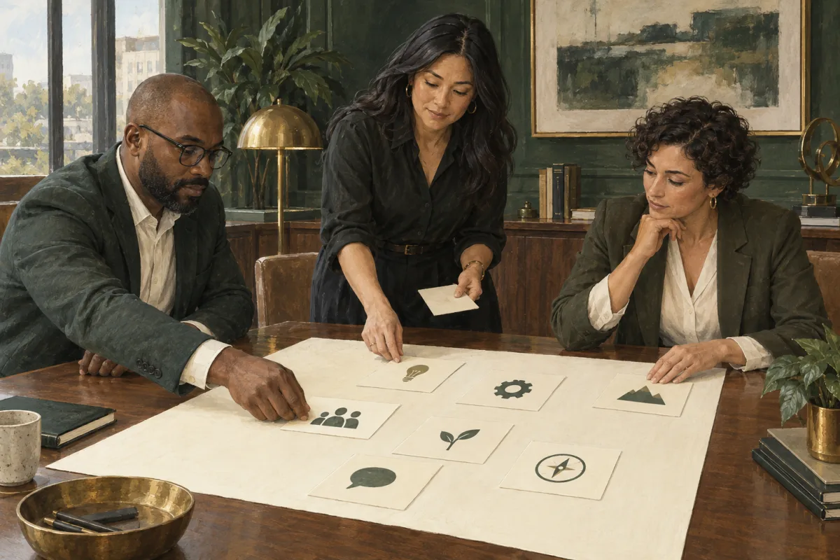 A leadership team defining executive responsibilities