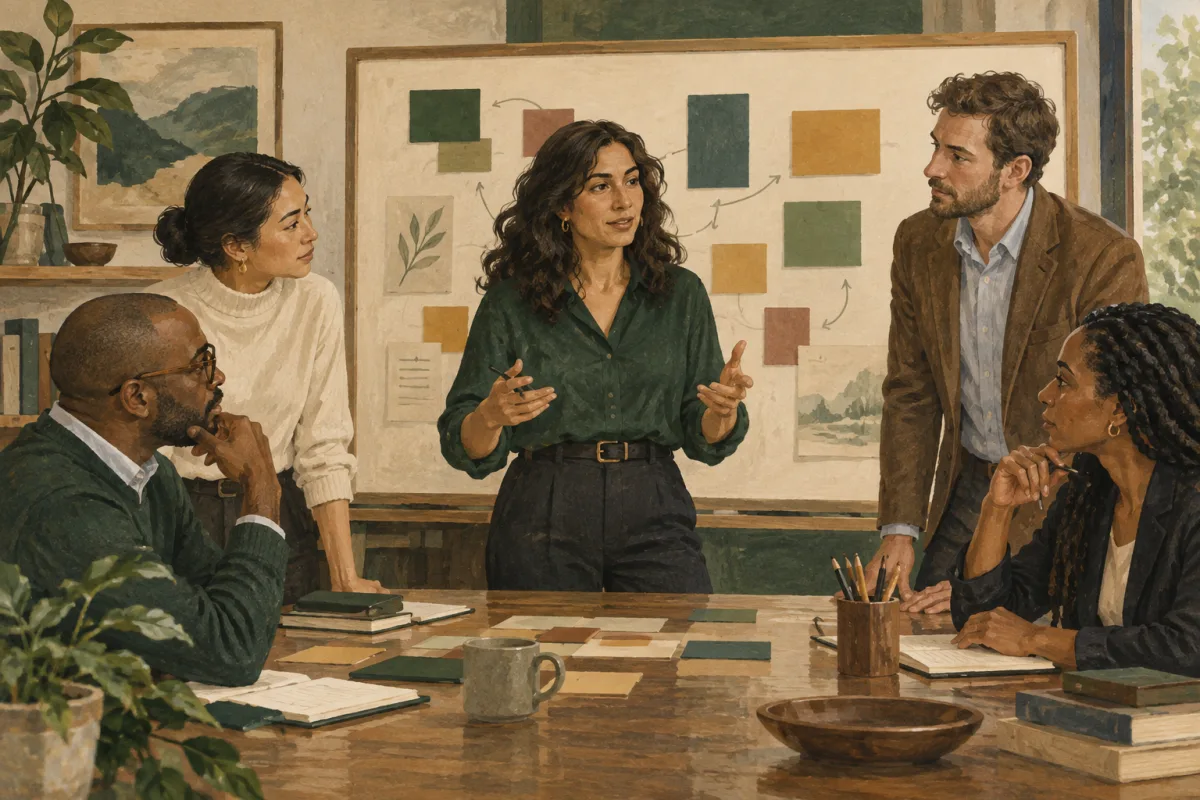 A leadership team clarifying ownership around a shared planning board
