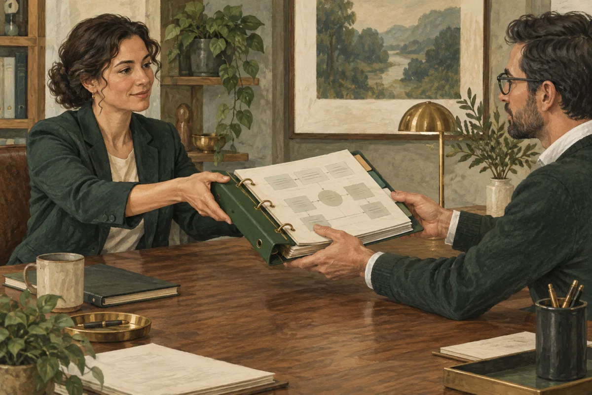 An incoming operating leader receiving a maintained process binder