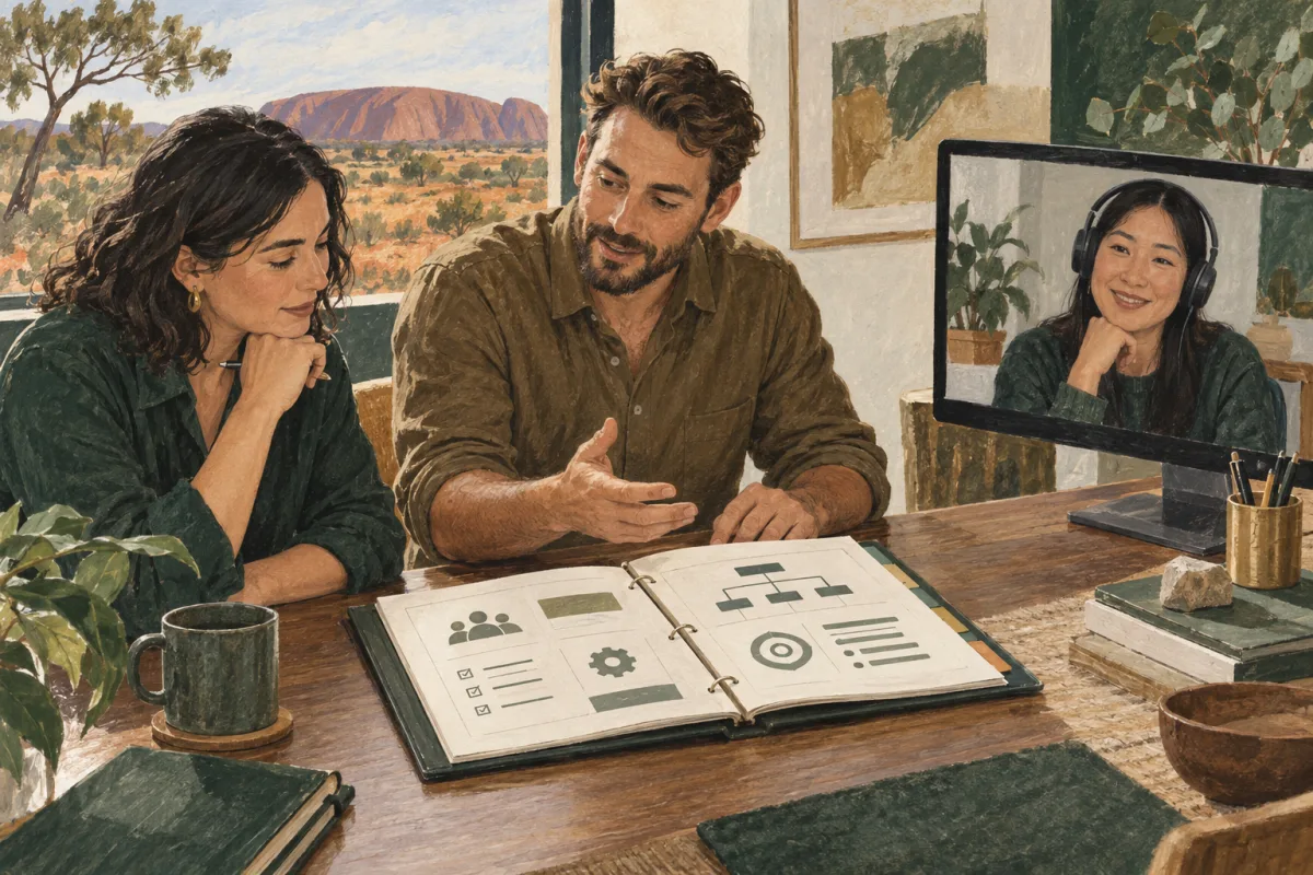 An incoming leader reviewing a remote operating handbook