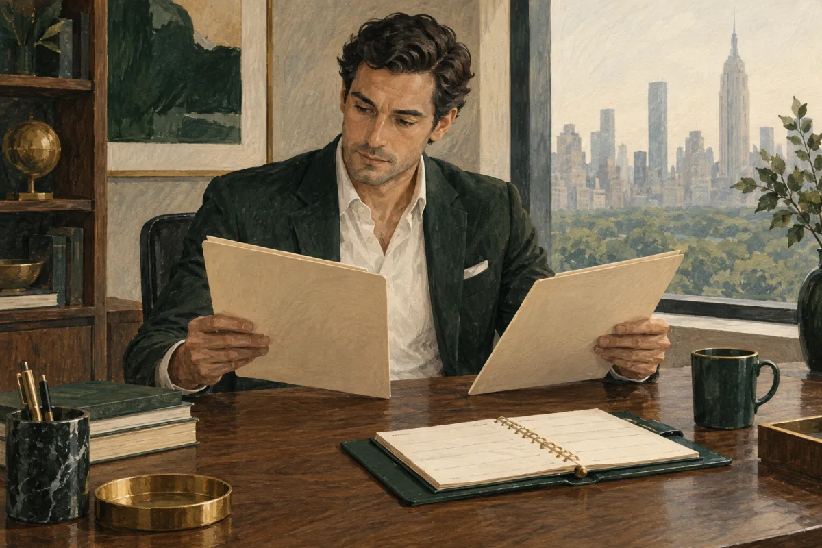 A founder comparing candidate briefs and working arrangements