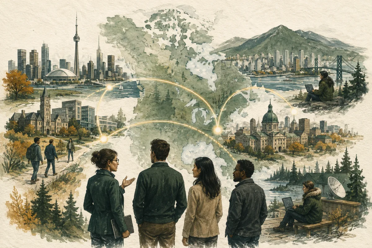 Canadian technology leadership corridors: Toronto–Waterloo, Vancouver, Montreal, and remote Canada