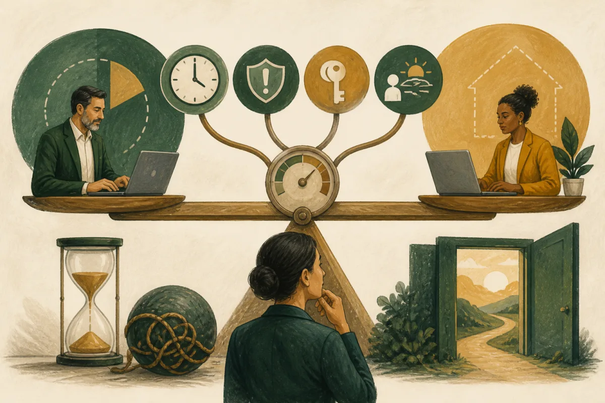 A balance connects executive capacity with time, risk, access, and alternative commitments.