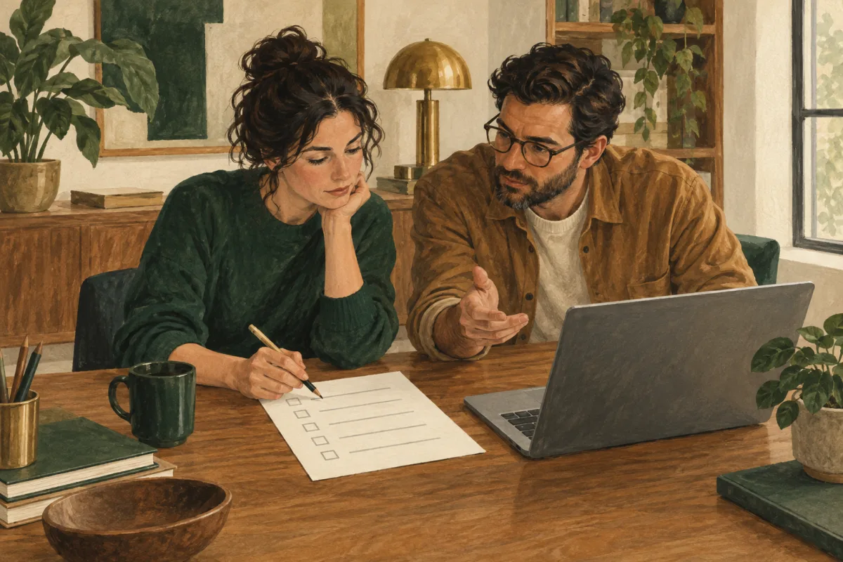 An engineering and product pair discussing an acceptance checklist