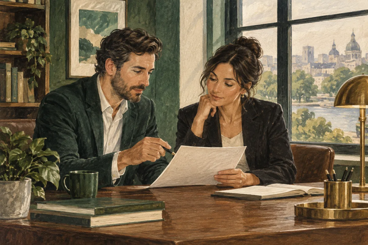 A project sponsor and manager reviewing a written mandate