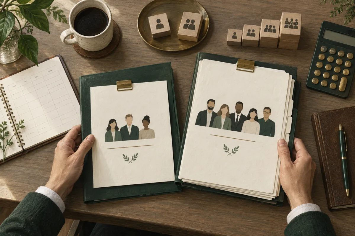Two engagement proposals compared with a calendar and calculator