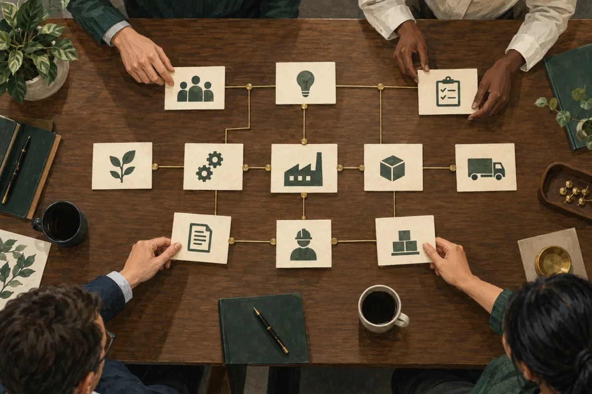 A team mapping information between business and production systems