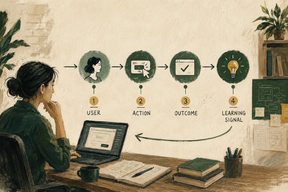 A minimum product test connects one user, one action, one outcome, and a learning signal.