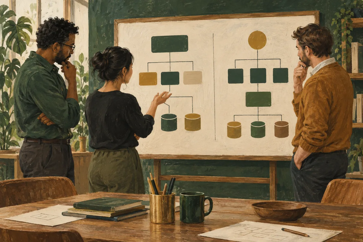 Engineers and a founder comparing software architecture options