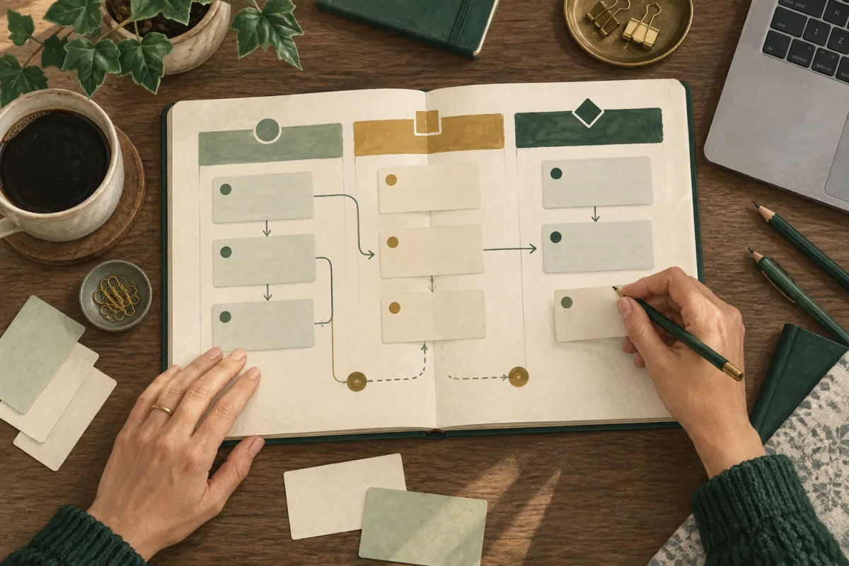 A roadmap template with outcomes, dependencies and review checkpoints