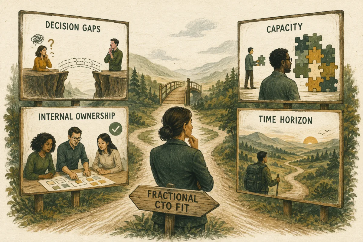 Fractional CTO fit depends on decision gaps, internal ownership, capacity, and time horizon.