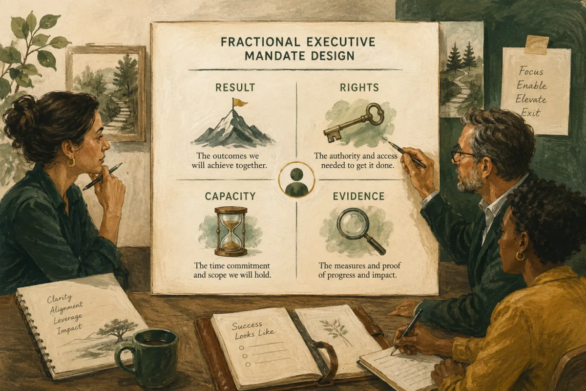 Mandate design combines the intended result, decision rights, capacity, and evidence.